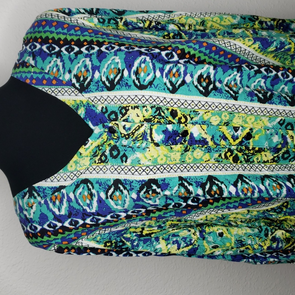 Chelsea & Theodore Viscose Button Up Long Sleeves Shirt Tunic Size 2X Bohemian - Picture 3 of 14